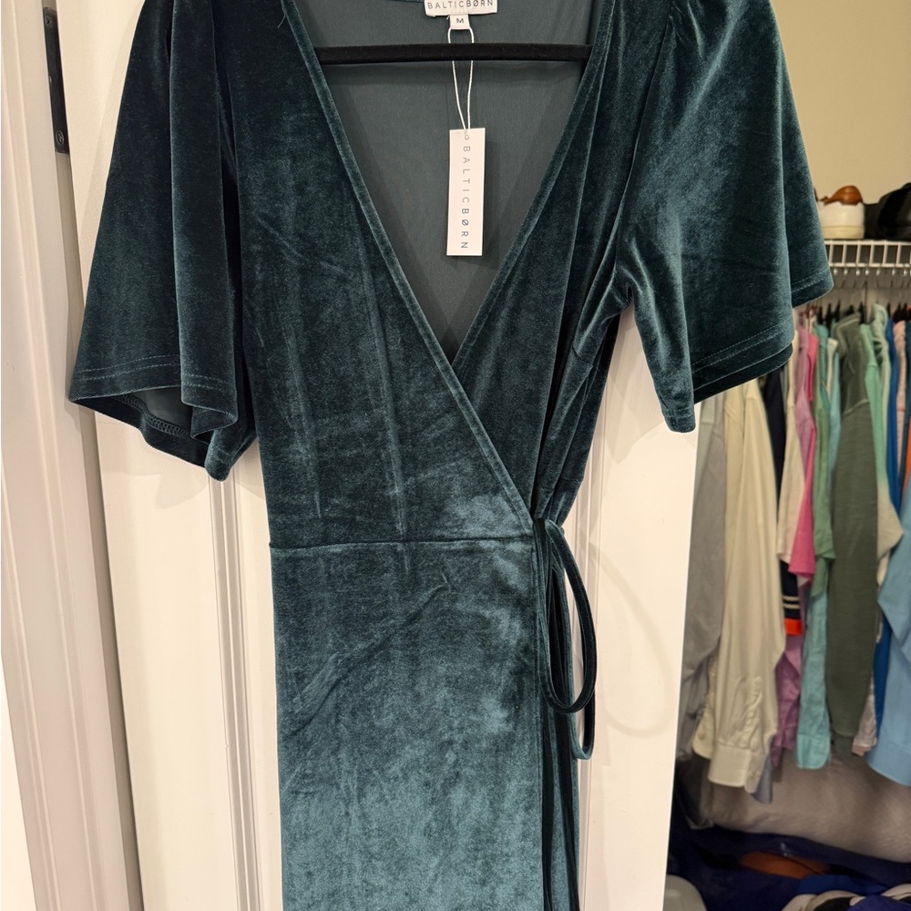Baltic Born Teal Velvet Midi Dress